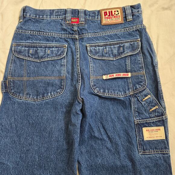 PJL Industries Mens Size 36x33 Pepe Jeans Carpenter Dark Wash Y2K Baggy *read* - Picture 1 of 16